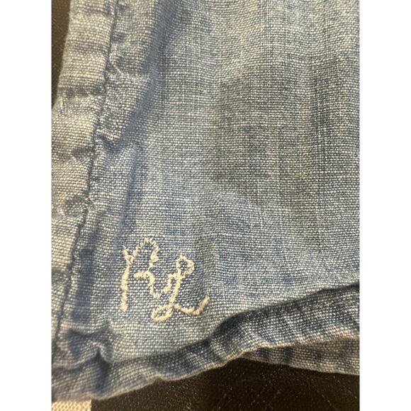 Toddler girls Polo Ralph Lauren 100% cotton ruffled top Jean color buttons 2T - Picture 5 of 6